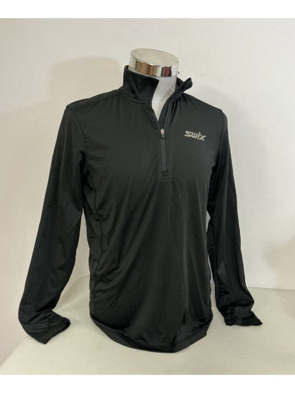 Swix Pullover Black Top Quarter Zip Cross Country Skiing Mens Small